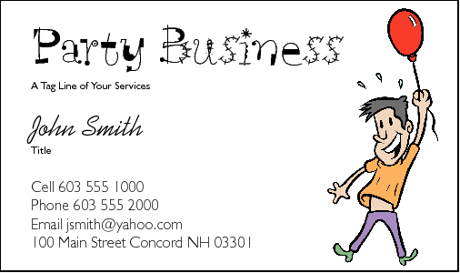 Business Card Design 212 for the Party Industry.